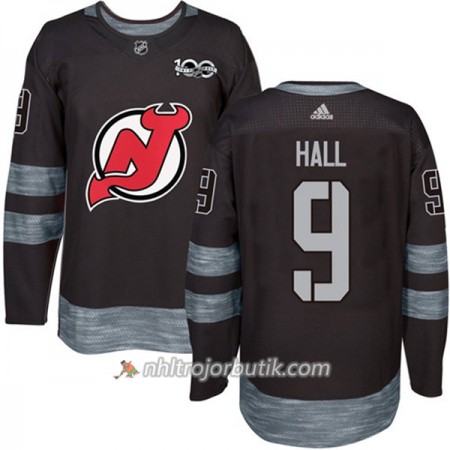Män Ishockey New Jersey Devils Tröja Taylor Hall 9 1917-2017 100th Anniversary Adidas Svart Authentic